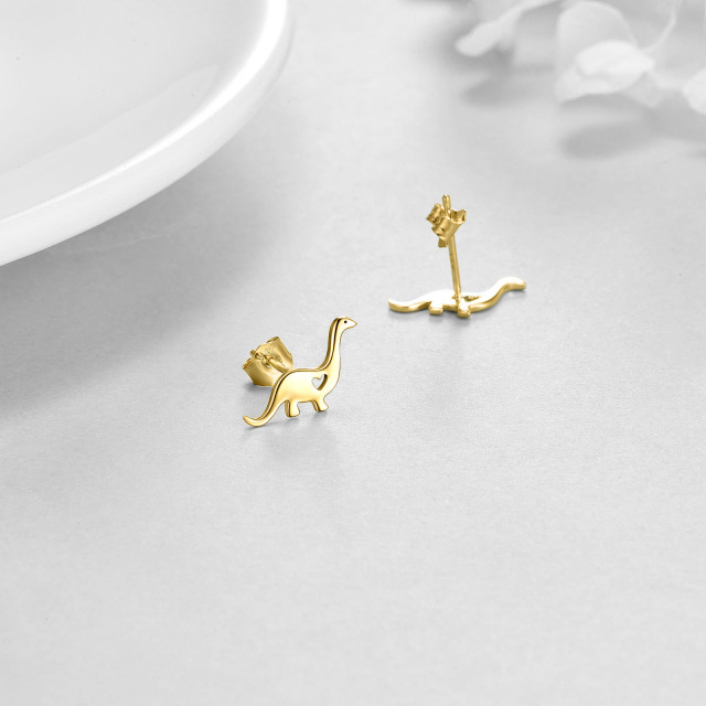 14k Gold Dinosaur Stud Earrings Gifts for Women Girls Hypoallergenic-3