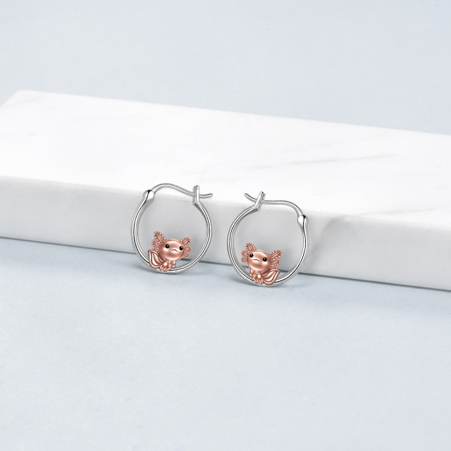 Pendientes de aro Axolotl para mujer, joyería Axolotl de plata de ley 925-2