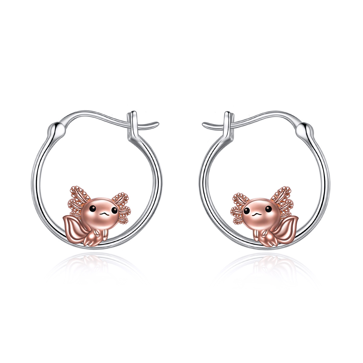 Boucles d'oreilles créoles Axolotl pour femmes, bijoux Axolotl en argent sterling 925-1