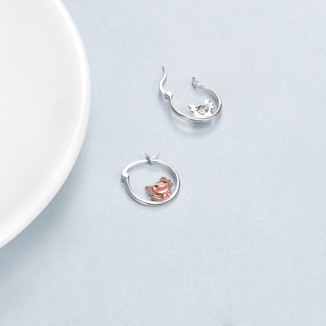 Pendientes de aro Axolotl para mujer, joyería Axolotl de plata de ley 925-3