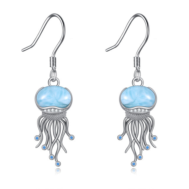Pendientes colgantes de plata de ley con piedra lunar y medusas del océano, regalos de joyería-6