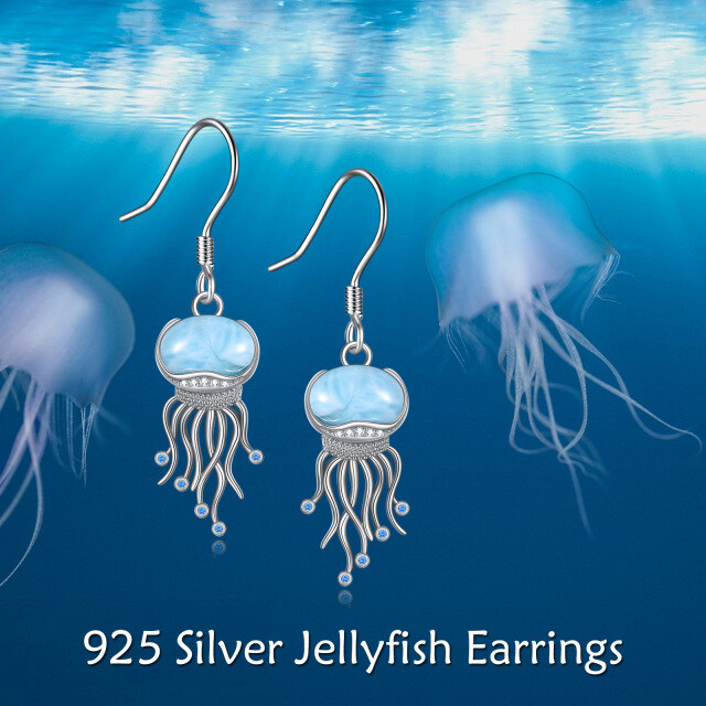 Pendientes colgantes de plata de ley con piedra lunar y medusas del océano, regalos de joyería-10