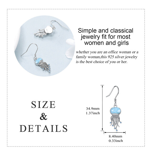 Sterling Silver Moonstone Ocean Jellyfish Dangle Earrings Jewelry Gifts-9