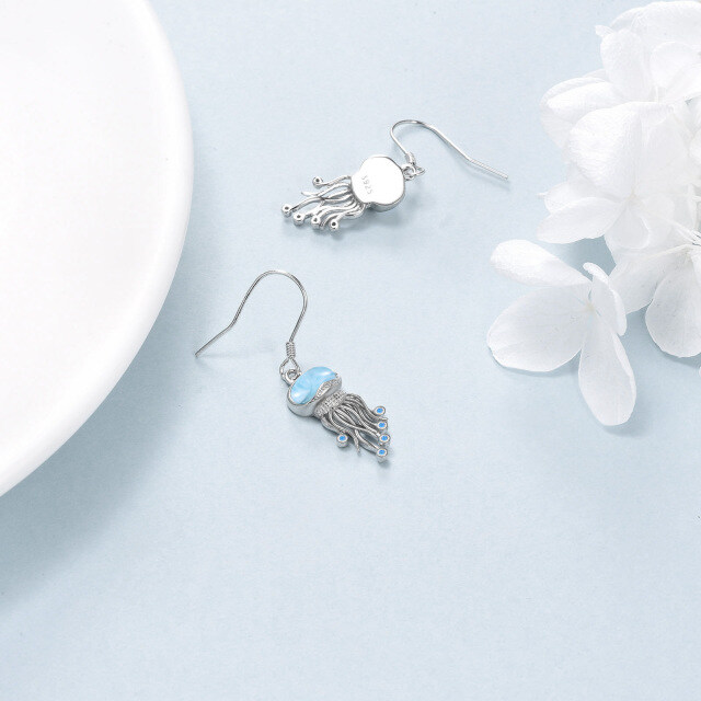 Boucles d'oreilles pendantes méduse océan pierre de lune en argent sterling bijoux cadeaux-8