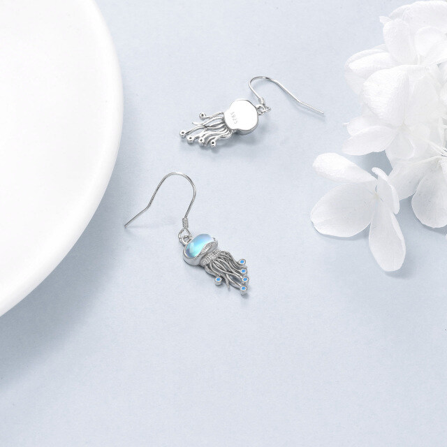 Sterling Silver Moonstone Ocean Jellyfish Dangle Earrings Jewelry Gifts-2