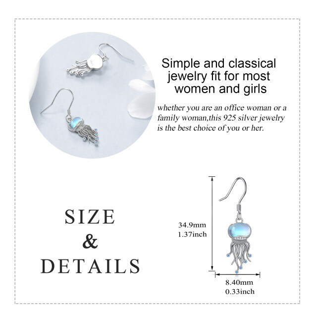 Sterling Silver Moonstone Ocean Jellyfish Dangle Earrings Jewelry Gifts-4