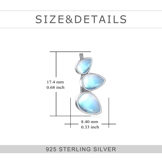 Sterling Silber Mondstein Tropfen Form Manschette Ohrringe-4