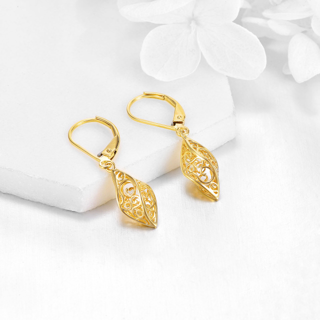 Boucles d'oreilles à levier en or 14K en forme de goutte-3