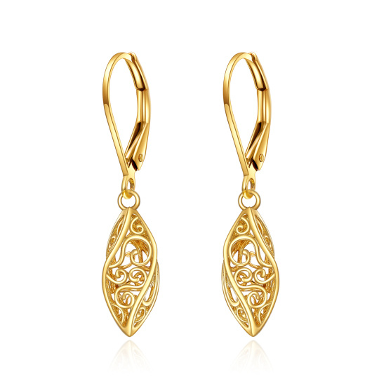 14K Gold Drop Shape Lever-back Earrings