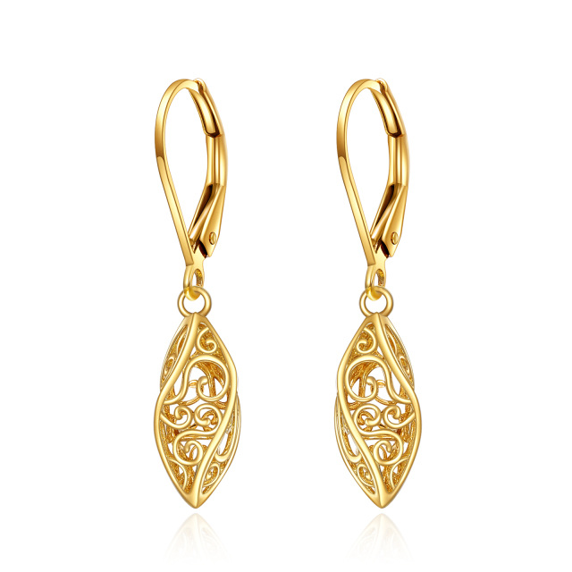 Boucles d'oreilles à levier en or 14K en forme de goutte-1