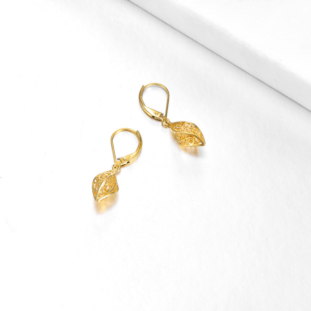 Boucles d'oreilles à levier en or 14K en forme de goutte-4