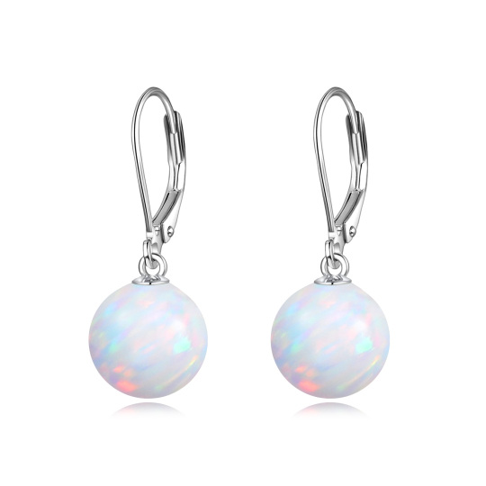 Sterling Silver Opal Round Drop Earrings