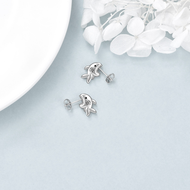Sterling Silver Shark Bite Stud Earrings Jewelry Gifts for Women -3