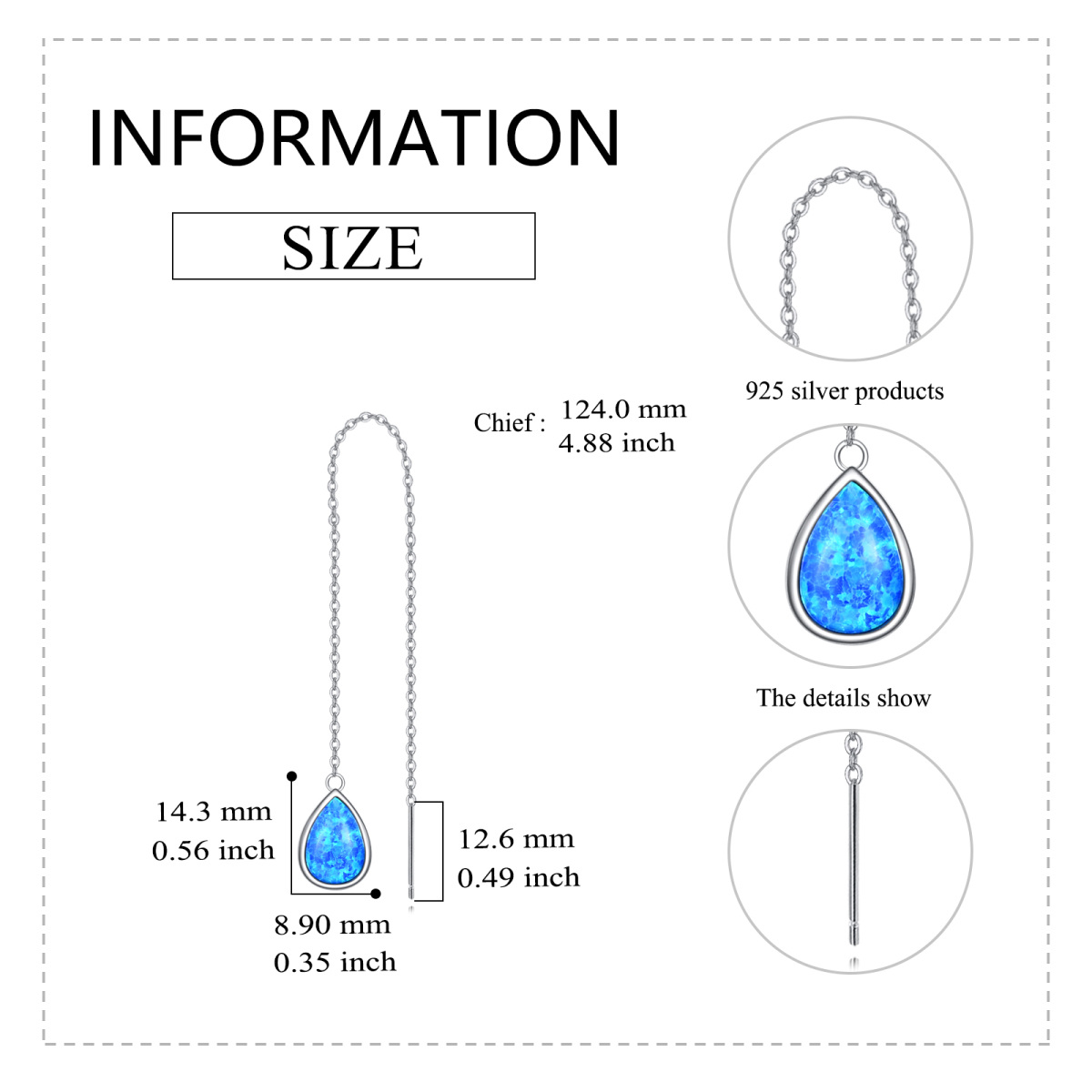 Sterling Silber Opal Tropfenform Tropfen Ohrringe-6