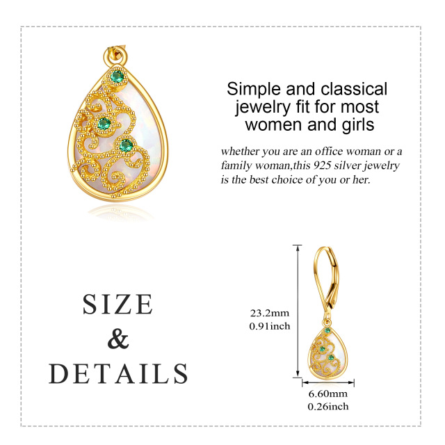 14K Gold Opal Drop Shape Drop Earrings-4