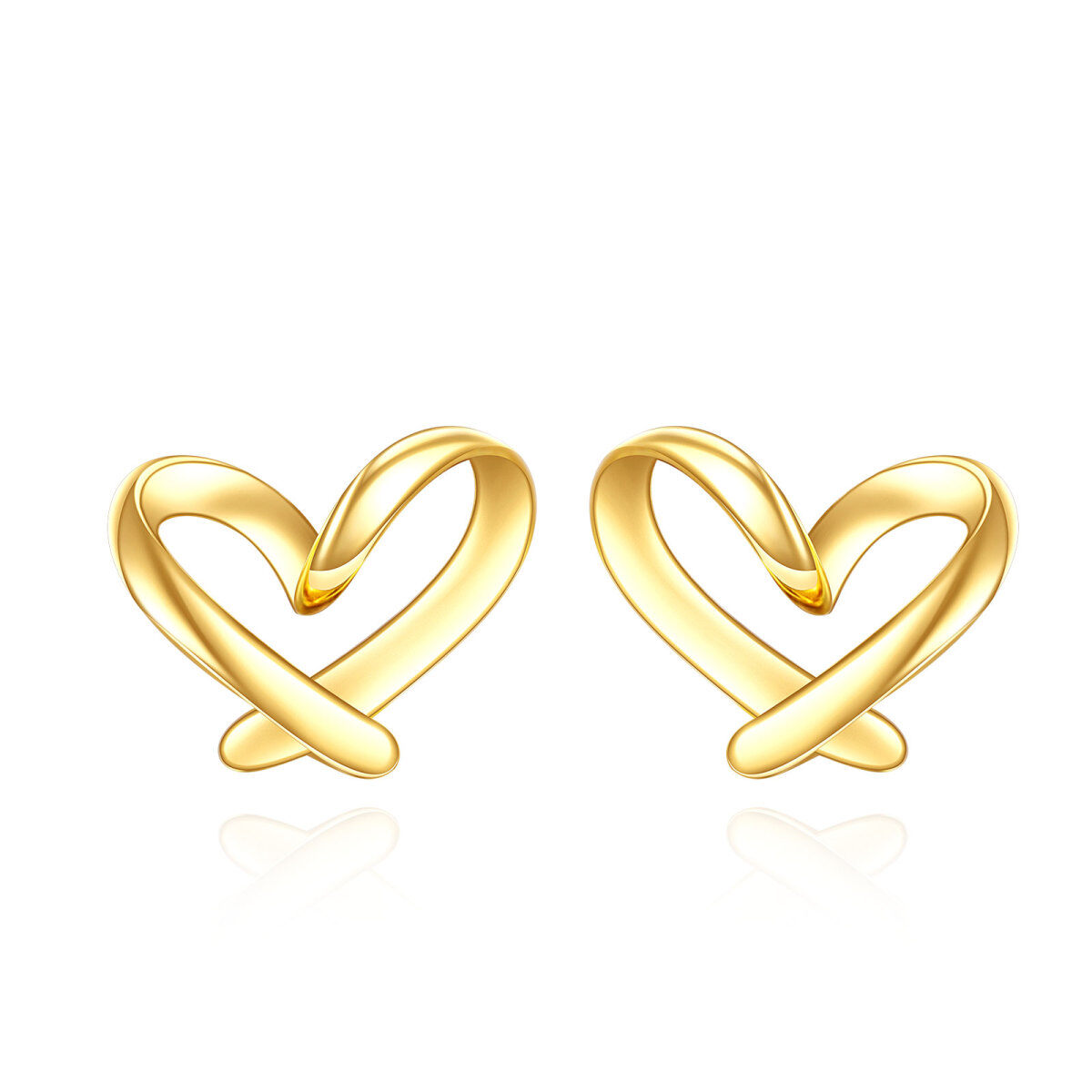 14K Gold Heart Stud Earrings-1