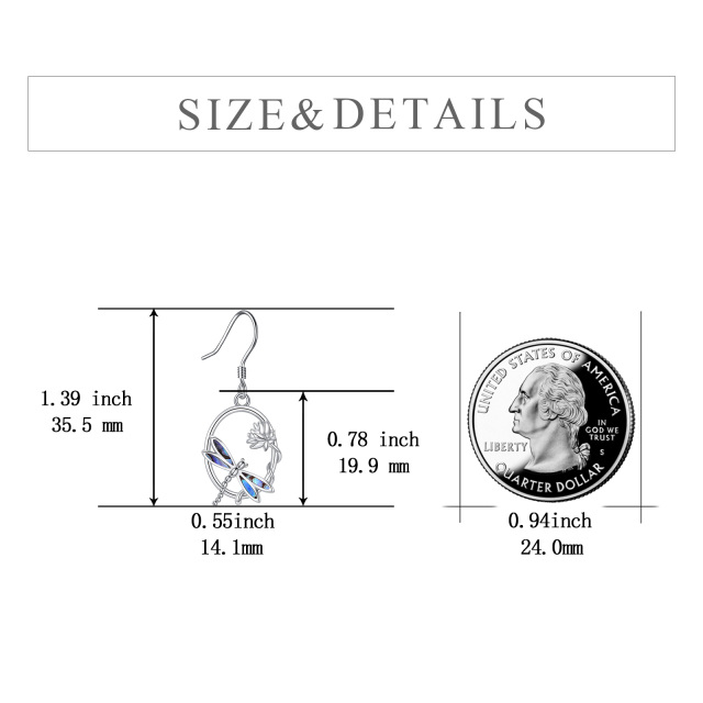 Sterling Silver Opal & Abalone Shellfish Dragonfly Drop Earrings-10
