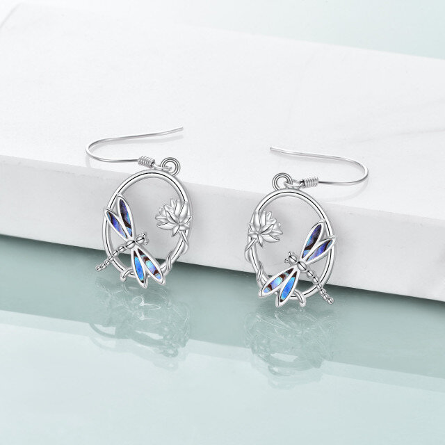 Sterling Silver Opal & Abalone Shellfish Dragonfly Drop Earrings-8