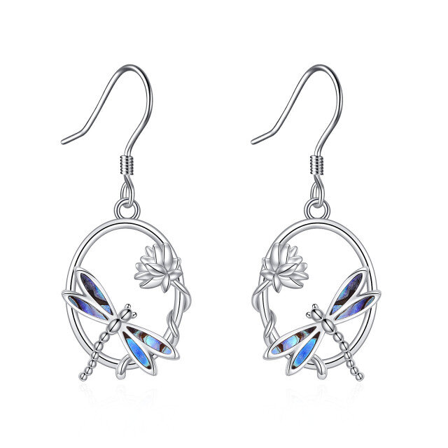 Sterling Silver Opal & Abalone Shellfish Dragonfly Drop Earrings-6