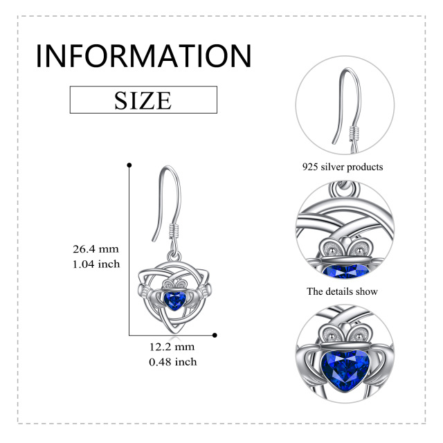 Sterling Silber Herz geformt Kristall keltischen Knoten Tropfen Ohrringe-4