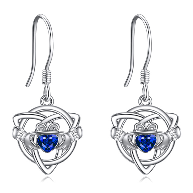 Boucles d'oreilles pendantes en argent sterling avec nœud celtique en forme de coeur et cr-0
