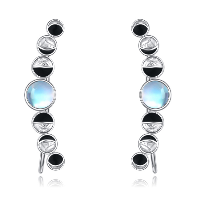 Orecchini in argento sterling con pietra lunare a forma di circolare-1