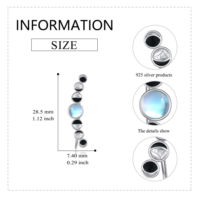Brincos de prata esterlina com pedra da lua em forma circular-5