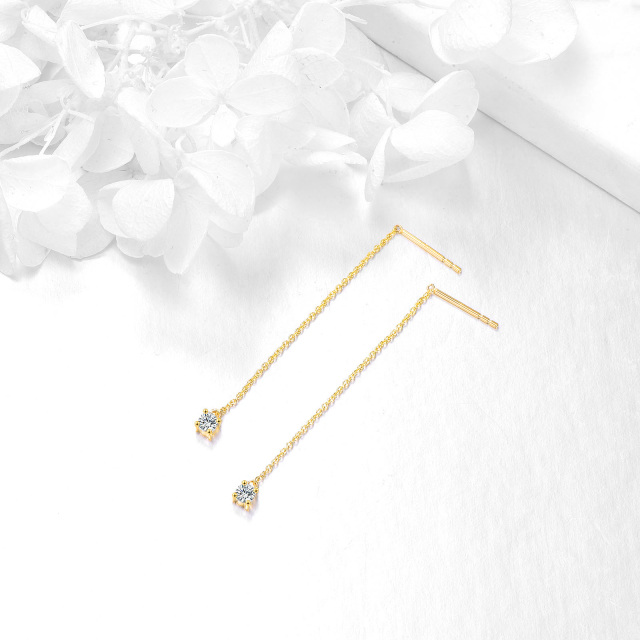 14K Gold Cubic Zirconia Drop Earrings-3