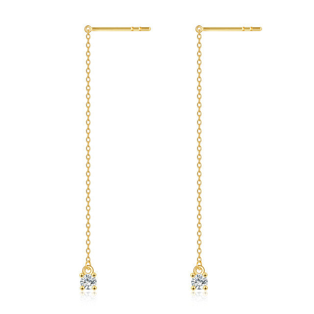 14K Gold Cubic Zirconia Drop Earrings-0