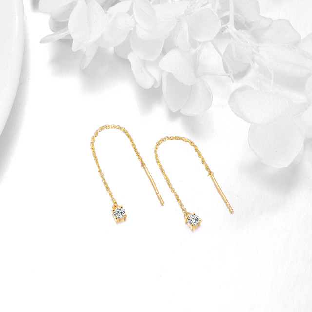 Boucles d'oreilles pendantes en or 14K à zircon cubique-2