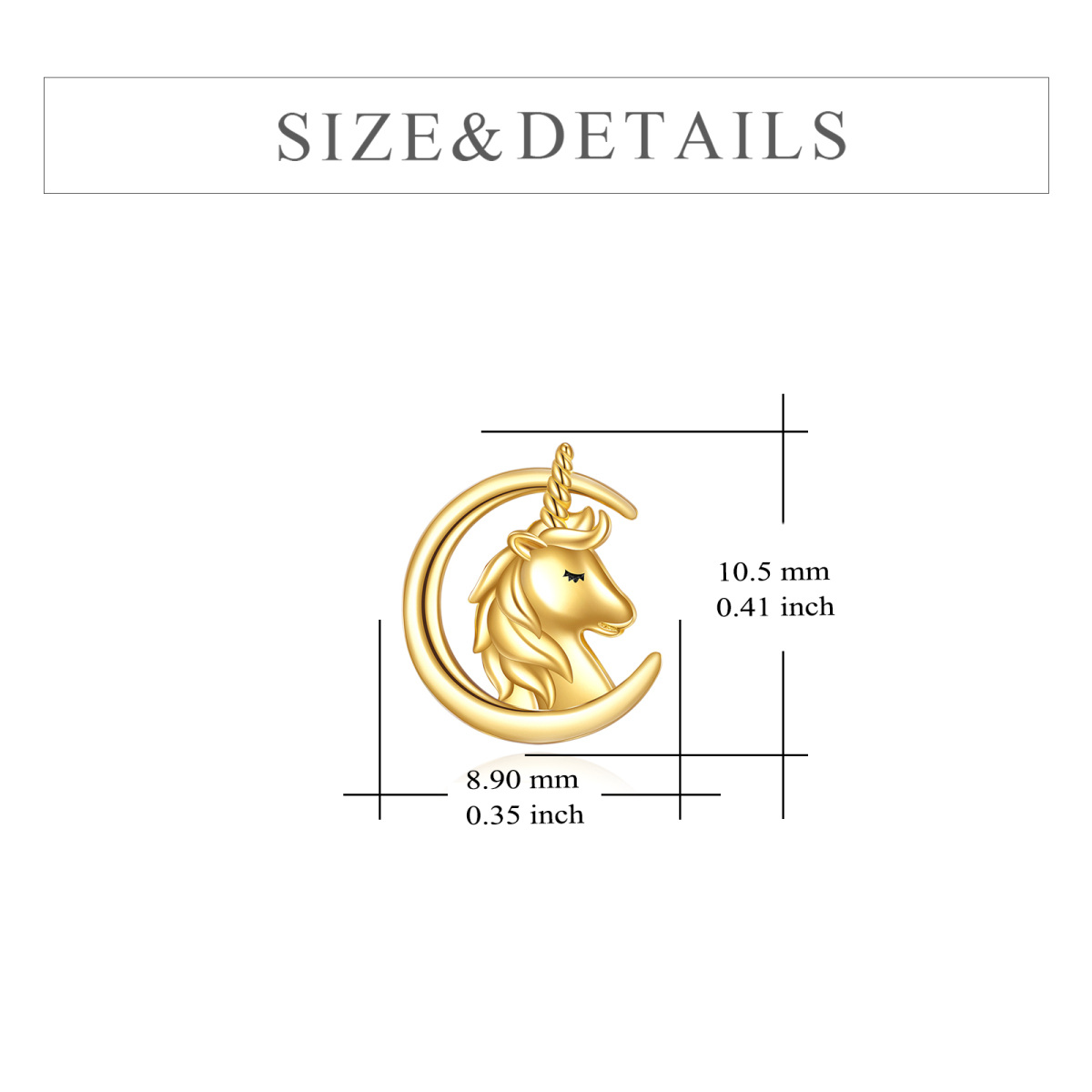 14K Gold Moon & Unicorn Stud Earrings-6