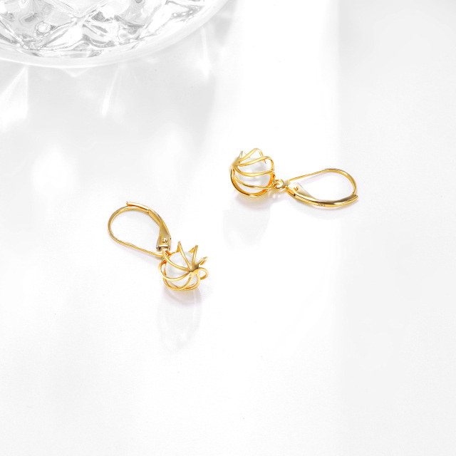 14K Gold Pearl Spherical Drop Earrings-2