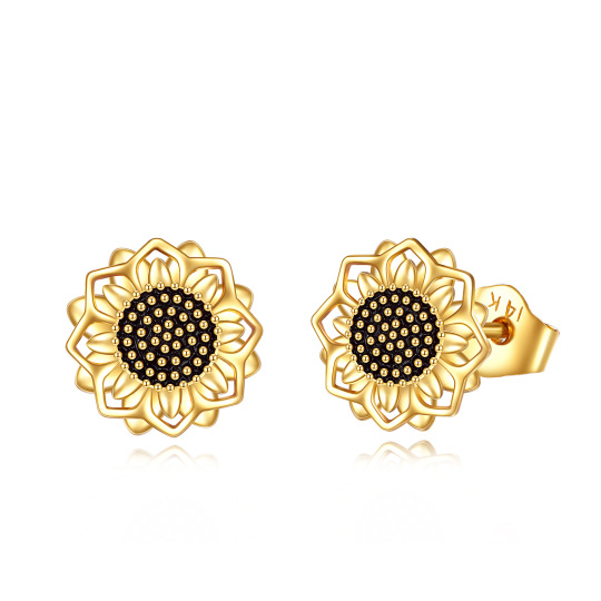 Orecchini con girasole in oro 14K