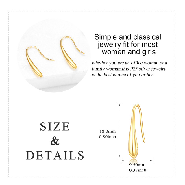 14K Gold Drop Shape Drop Earrings-5