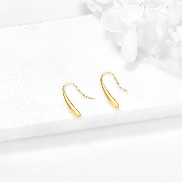 14K Gold Drop Shape Drop Earrings-3