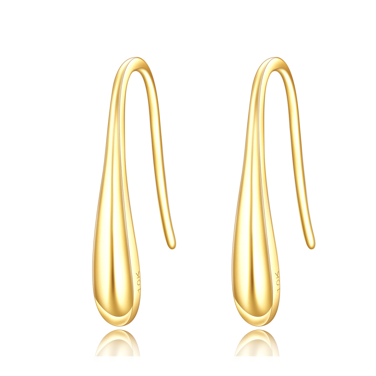 14K Gold Drop Shape Drop Earrings-1