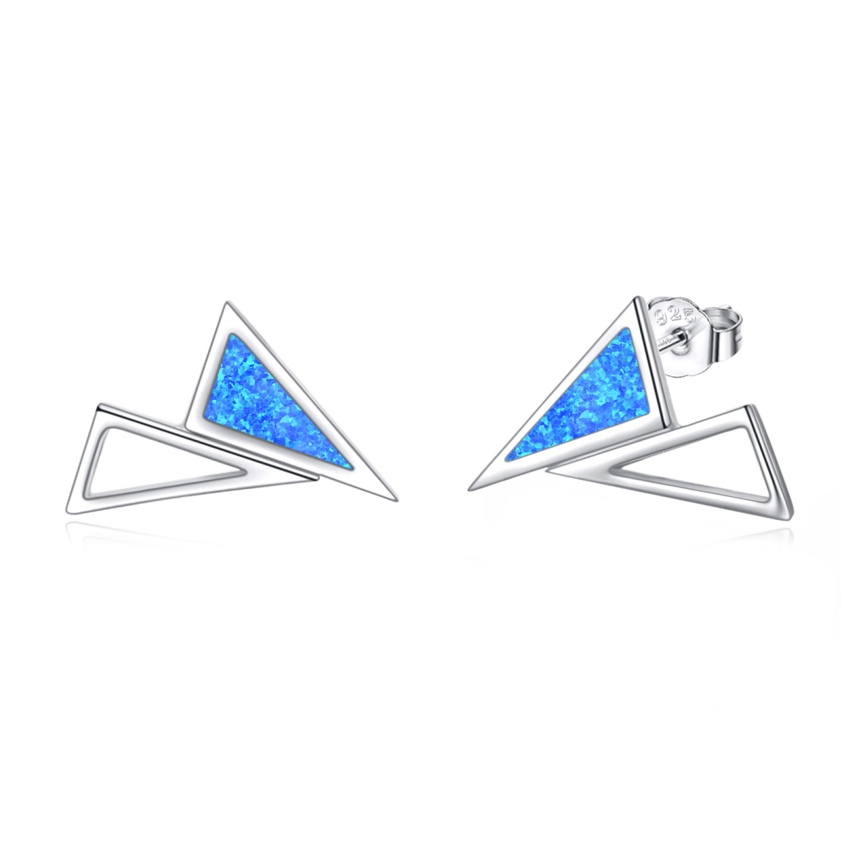 Boucles d'oreilles Triangle en argent sterling avec Opale-1