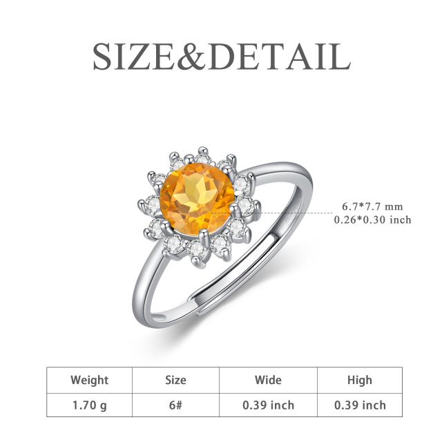 Sterling Silver Crystal Sun Open Ring-2