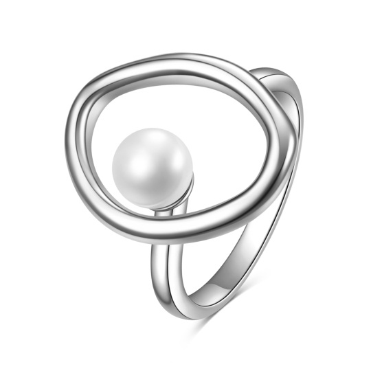 Sterling Silver Circular Shaped Pearl Ring