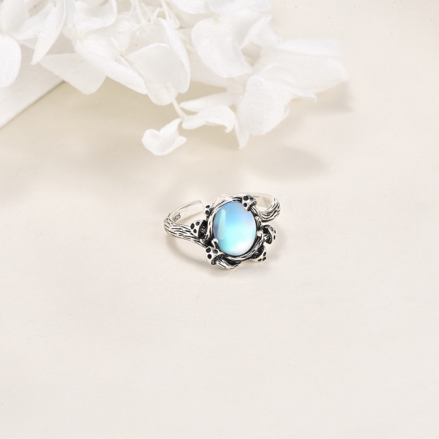 Sterling Silver Round Moonstone Round Open Ring-4