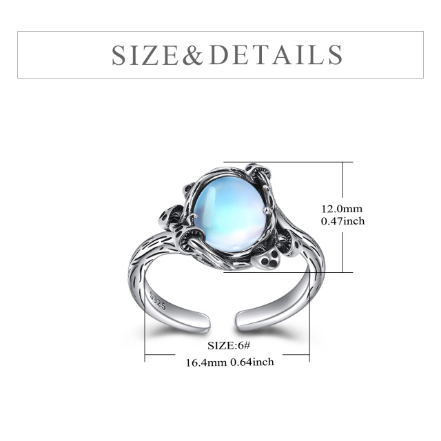 Sterling Silver Round Moonstone Round Open Ring-5