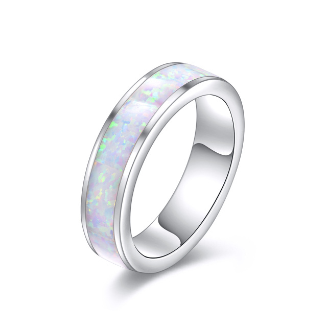Sterling Silber Herz geformt Opal Herz Paar Ringe-4
