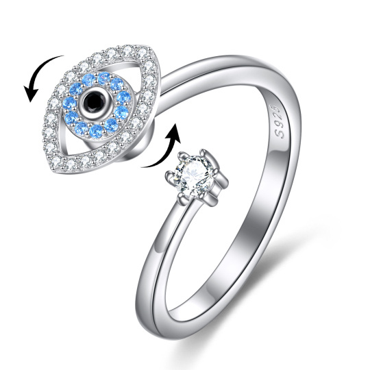 Bague ouverte en argent Zircon œil du diable