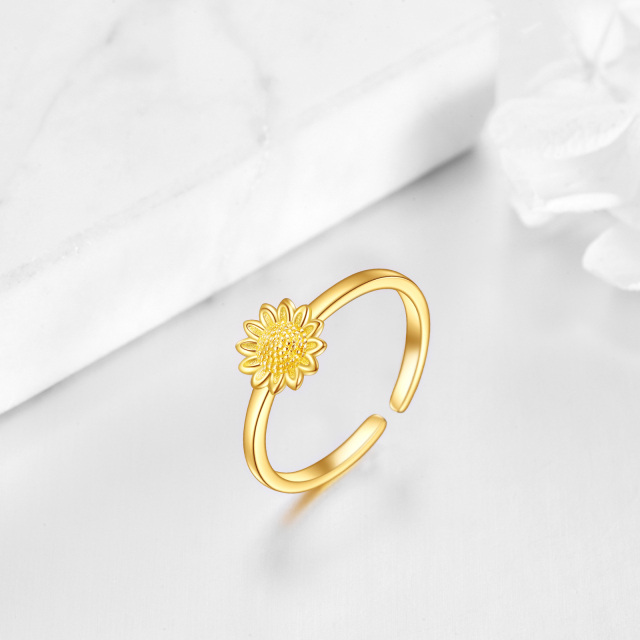 9K Gold Sonnenblume offener Ring-3