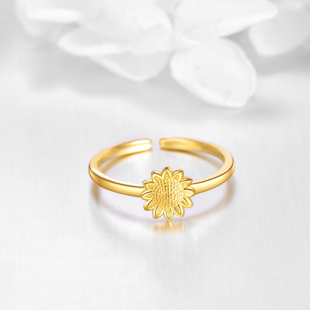 9K Gold Sonnenblume offener Ring-2