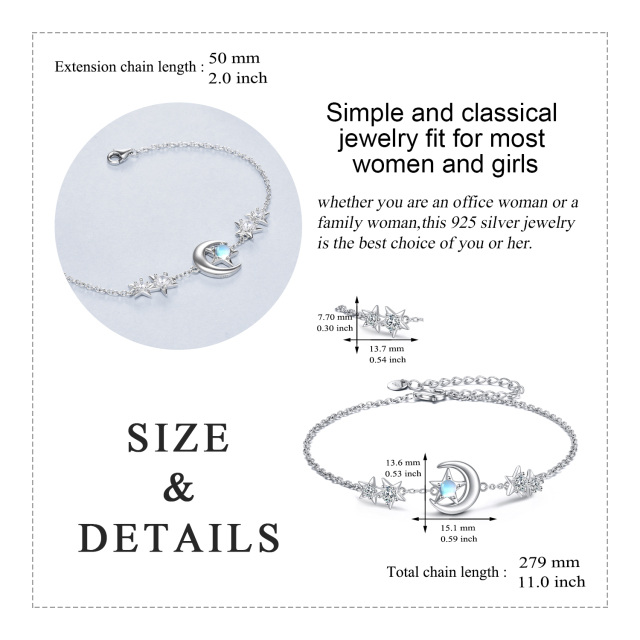 Sterling Silver Moon Star Anklet Moonstone Anklets Jewelry for Women-4