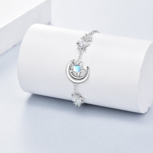 Tobillera de plata de ley con forma de estrella y luna, joyería para mujer-2