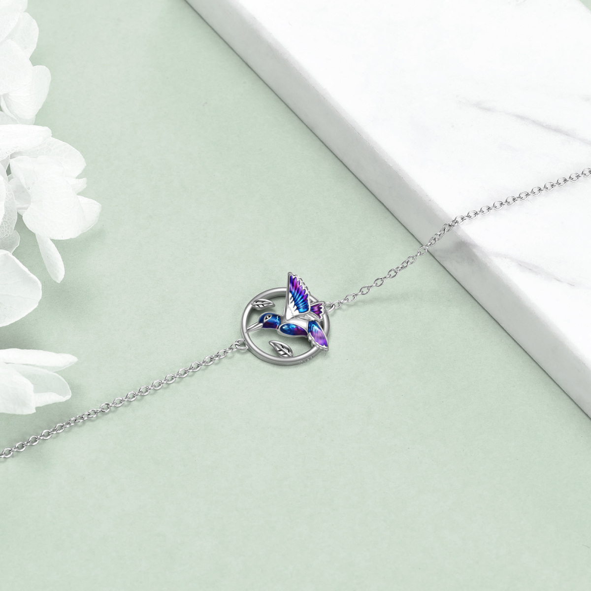 Sterling Silver Hummingbird Single Layer Anklet-4