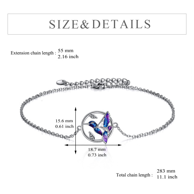 Sterling Silver Hummingbird Anklet Charm Chain Bracelet Foot Jewelry-4