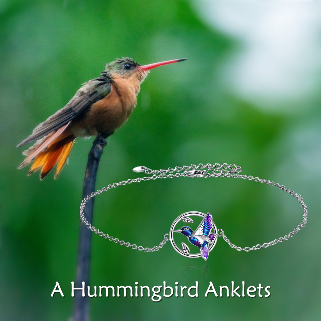 Bijoux de pied de bracelet de chaîne de cheville de colibri d'argent sterling-5